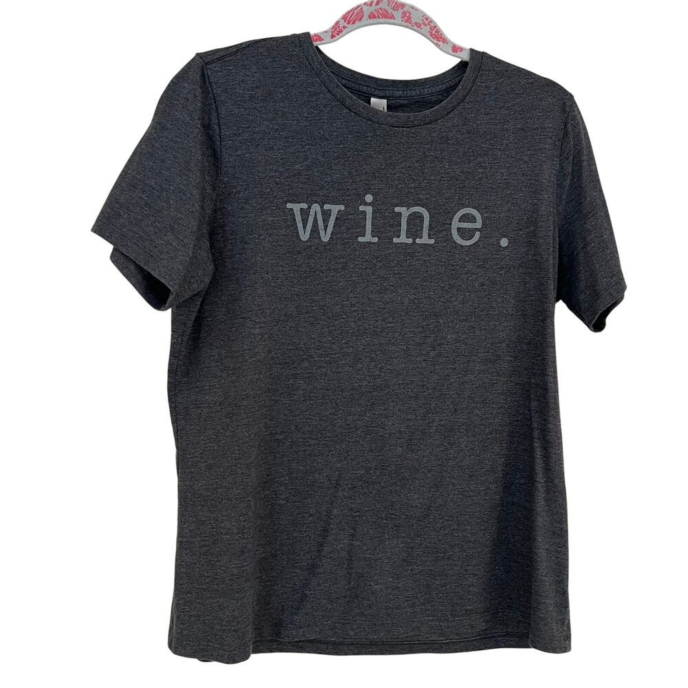 Thread Tank Designs Women's Heather Gray Typewriter Font Wine T-Shirt Size Large
